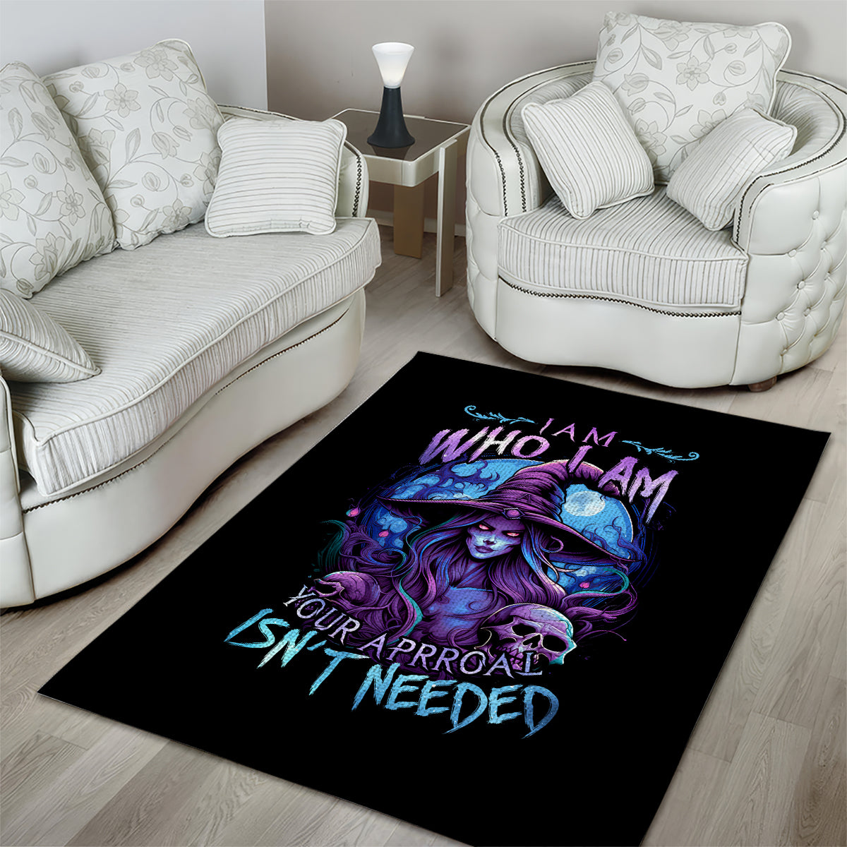 Witch Skull Area Rug Iam Who Iam Your Approval Isn't Need - Wonder Print Shop