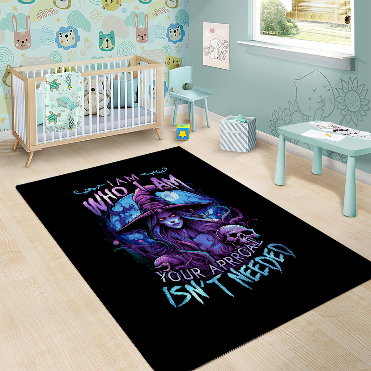 Witch Skull Area Rug Iam Who Iam Your Approval Isn't Need - Wonder Print Shop