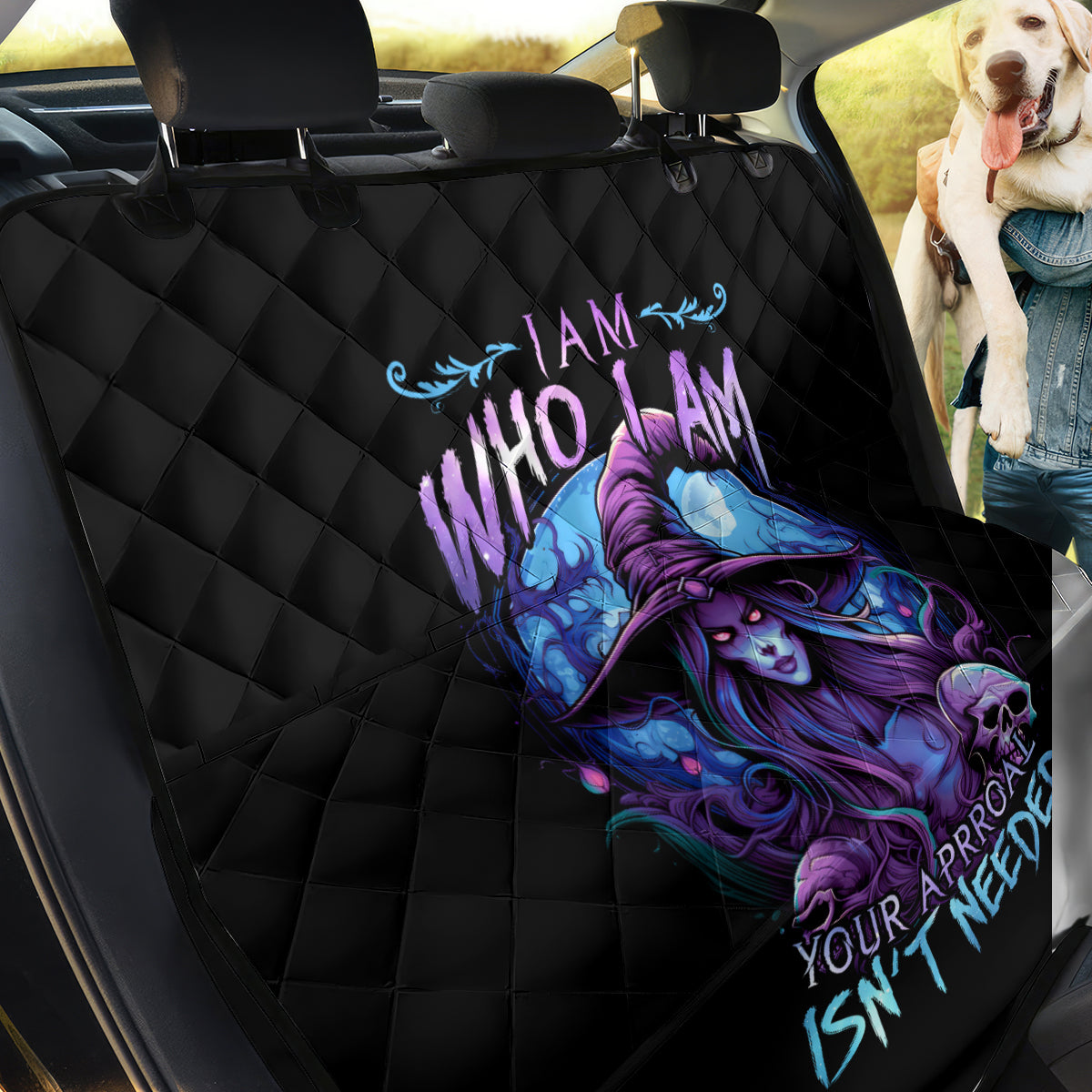 Witch Skull Back Car Seat Cover Iam Who Iam Your Approval Isn't Need - Wonder Print Shop
