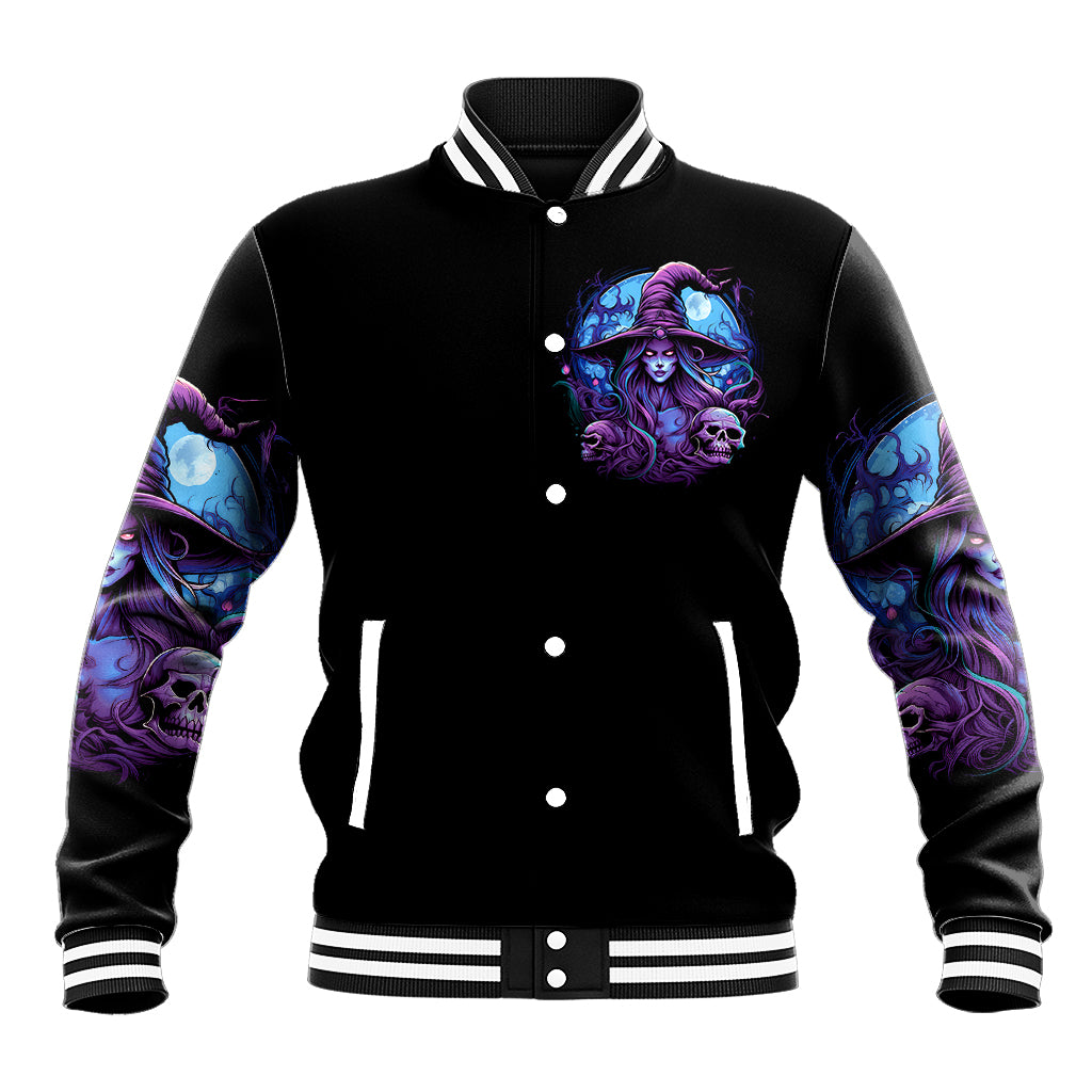 Witch Skull Baseball Jacket Iam Who Iam Your Approval Isn't Need - Wonder Print Shop