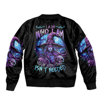 Witch Skull Bomber Jacket Iam Who Iam Your Approval Isn't Need - Wonder Print Shop