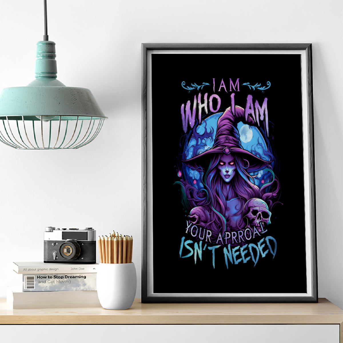 Witch Skull Canvas Wall Art Iam Who Iam Your Approval Isn't Need - Wonder Print Shop