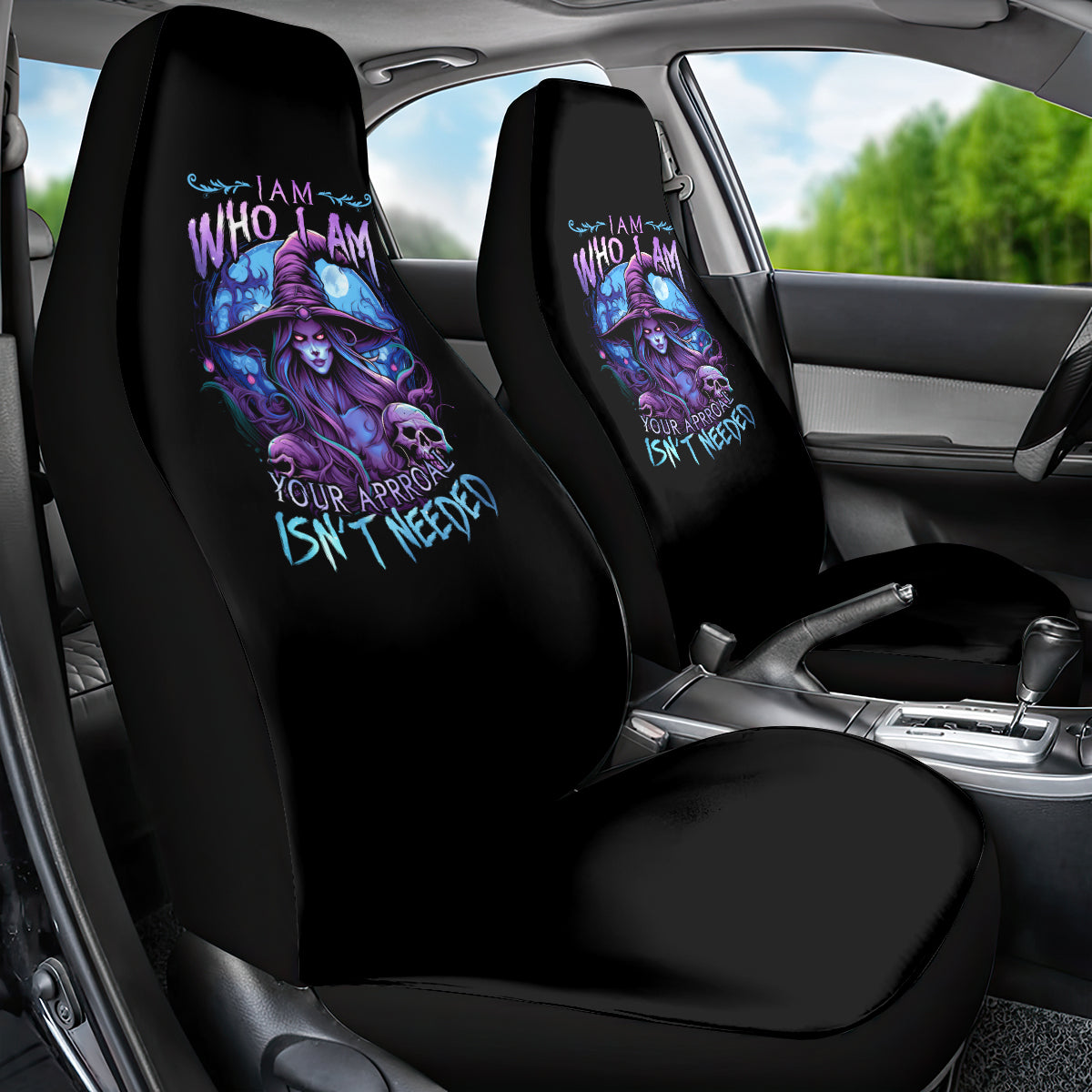 Witch Skull Car Seat Cover Iam Who Iam Your Approval Isn't Need - Wonder Print Shop