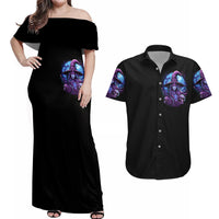 Witch Skull Couples Matching Off Shoulder Maxi Dress and Hawaiian Shirt Iam Who Iam Your Approval Isn't Need - Wonder Print Shop