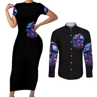 Witch Skull Couples Matching Short Sleeve Bodycon Dress and Long Sleeve Button Shirts Iam Who Iam Your Approval Isn't Need - Wonder Print Shop