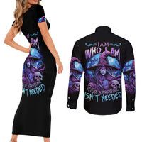 Witch Skull Couples Matching Short Sleeve Bodycon Dress and Long Sleeve Button Shirts Iam Who Iam Your Approval Isn't Need - Wonder Print Shop