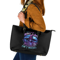 Witch Skull Leather Tote Bag Iam Who Iam Your Approval Isn't Need - Wonder Print Shop
