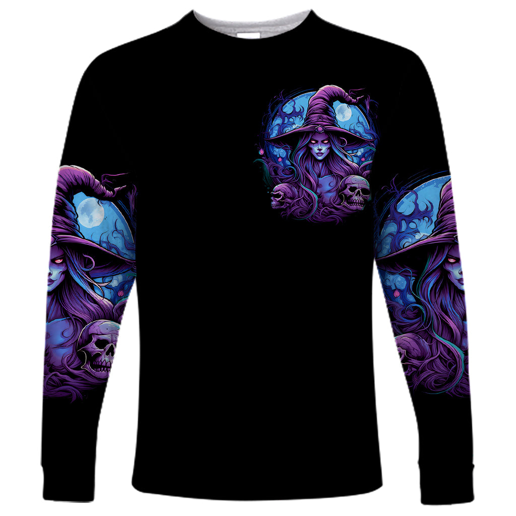 Witch Skull Long Sleeve Shirt Iam Who Iam Your Approval Isn't Need - Wonder Print Shop