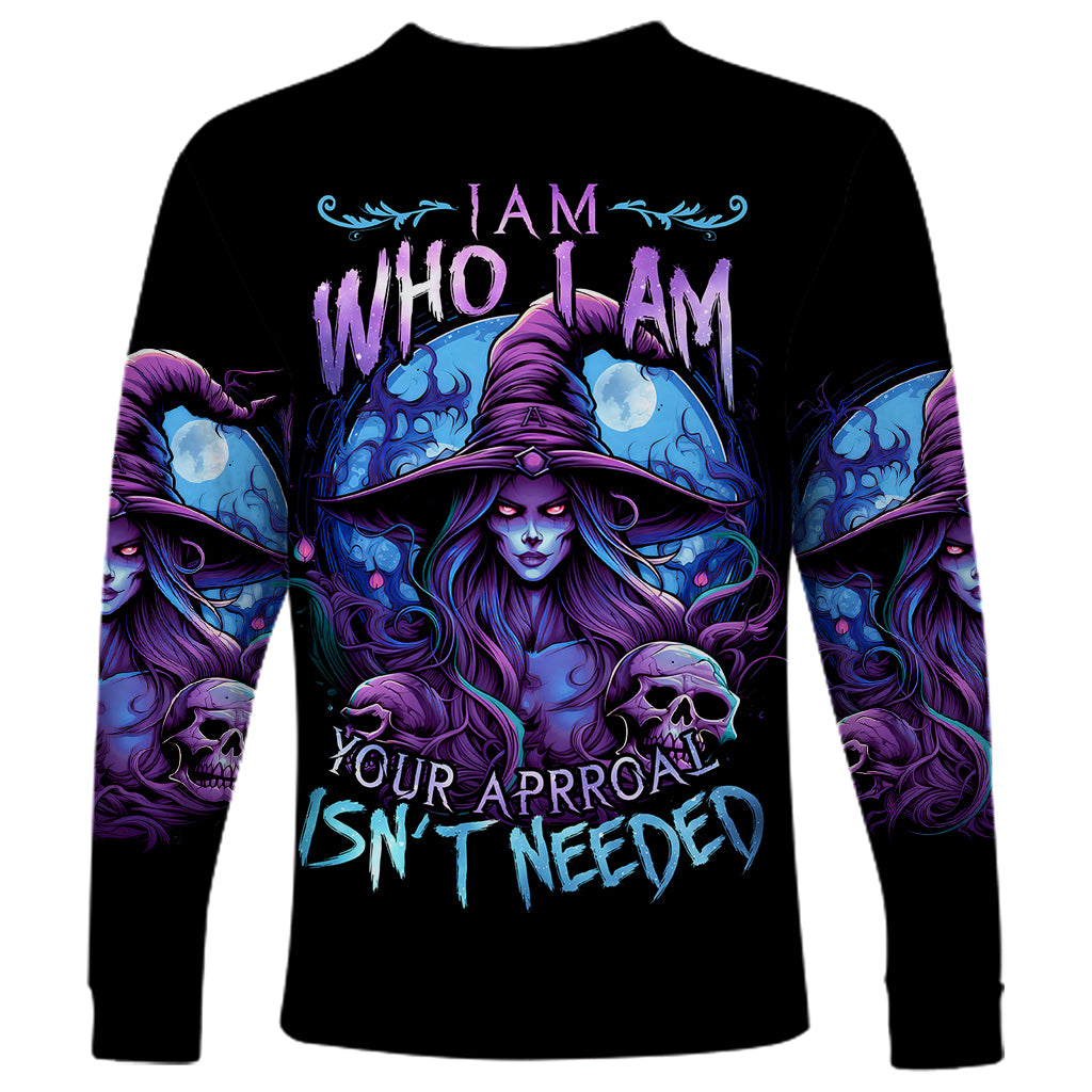 Witch Skull Long Sleeve Shirt Iam Who Iam Your Approval Isn't Need - Wonder Print Shop