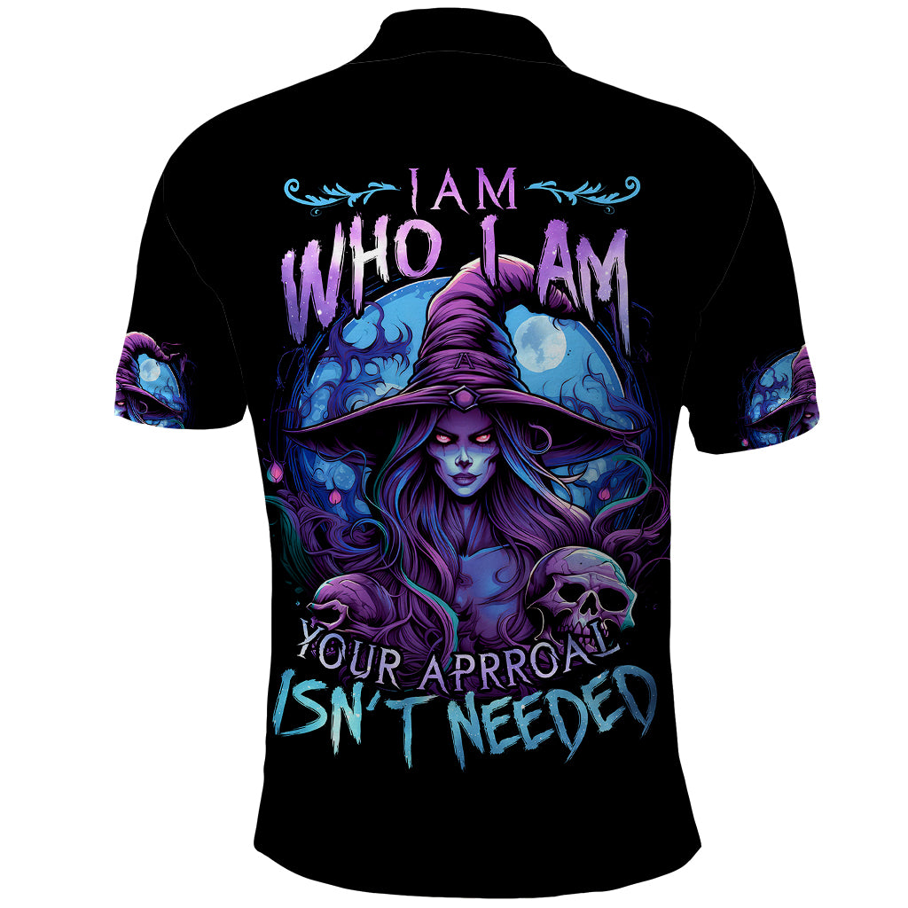 Witch Skull Polo Shirt Iam Who Iam Your Approval Isn't Need - Wonder Print Shop