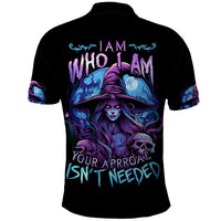 Witch Skull Polo Shirt Iam Who Iam Your Approval Isn't Need - Wonder Print Shop