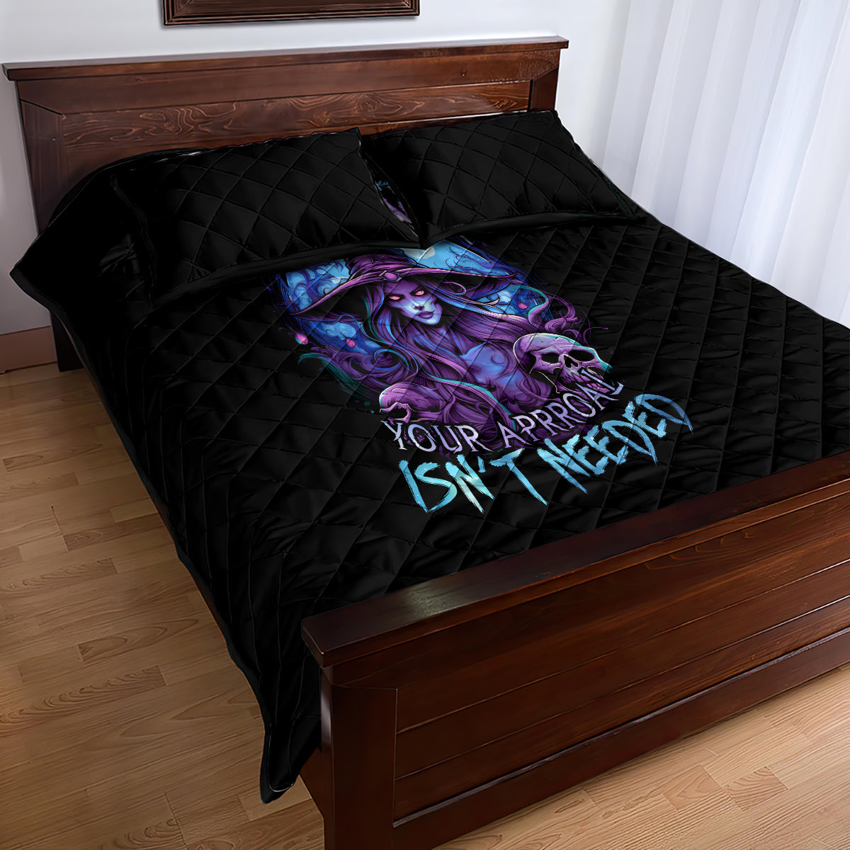 Witch Skull Quilt Bed Set Iam Who Iam Your Approval Isn't Need - Wonder Print Shop
