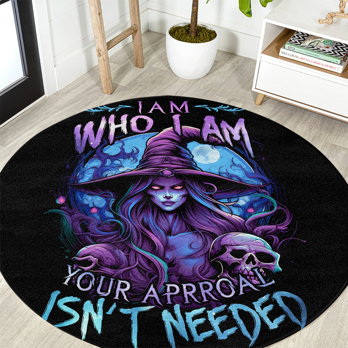 witch-skull-round-carpet-iam-who-iam-your-approval-isnt-need