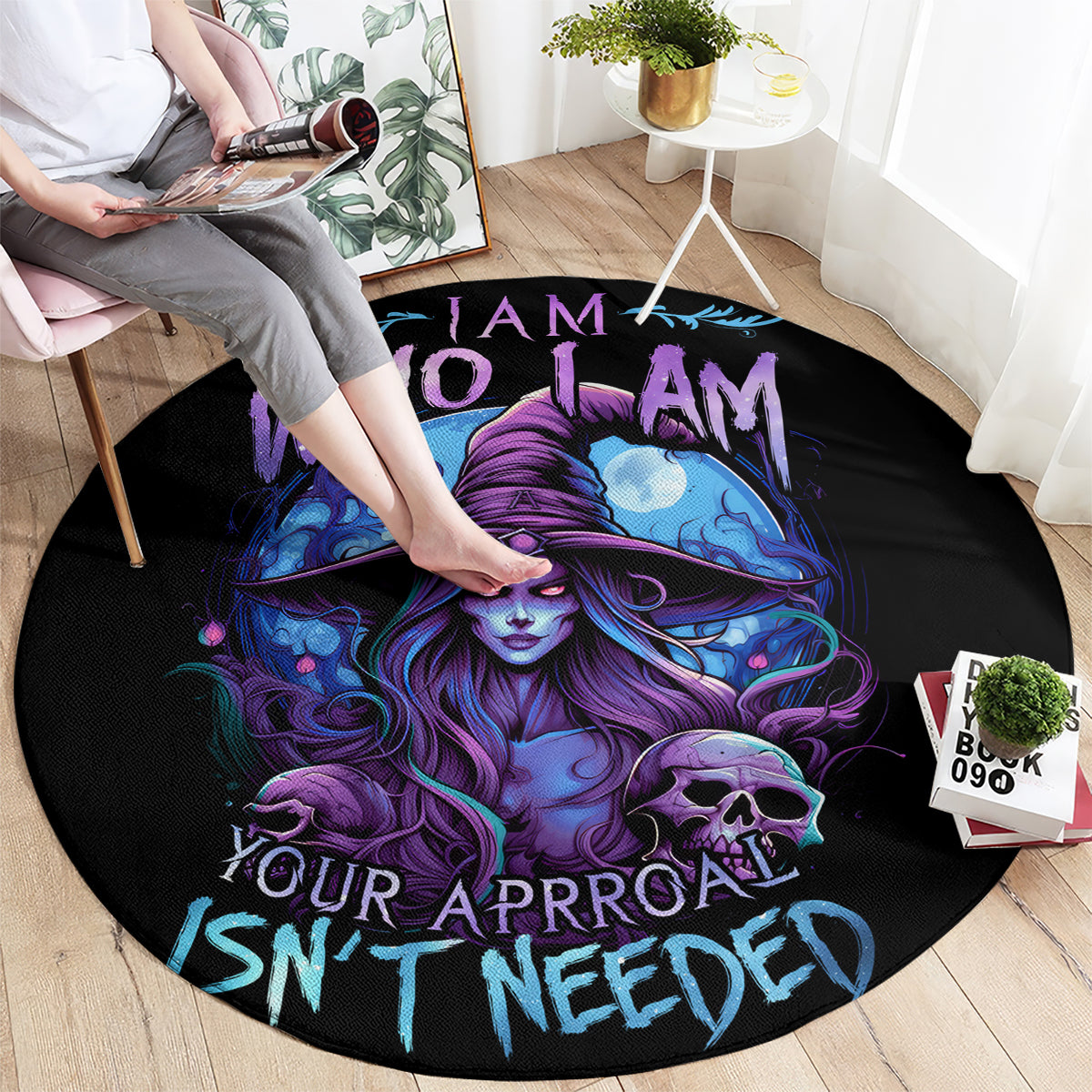 witch-skull-round-carpet-iam-who-iam-your-approval-isnt-need