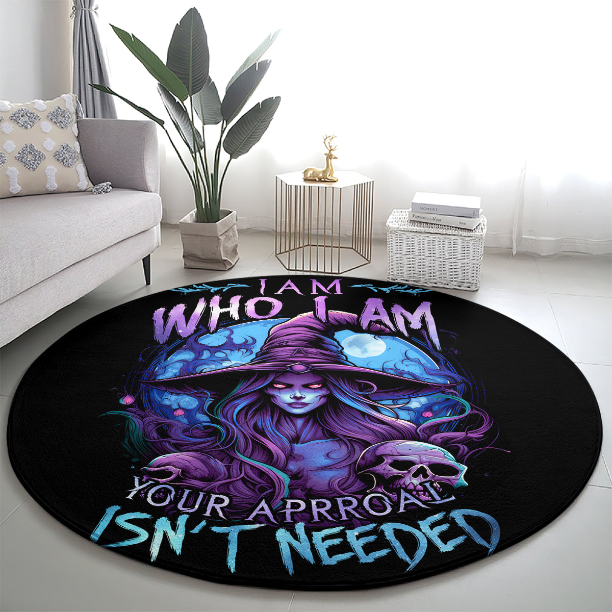 witch-skull-round-carpet-iam-who-iam-your-approval-isnt-need