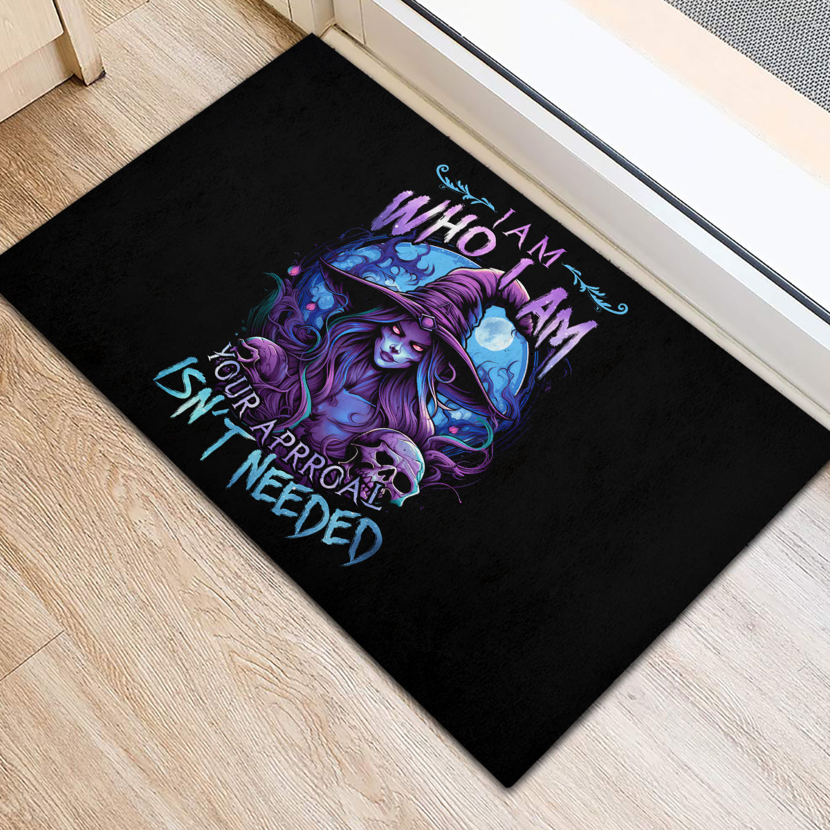 Witch Skull Rubber Doormat Iam Who Iam Your Approval Isn't Need - Wonder Print Shop