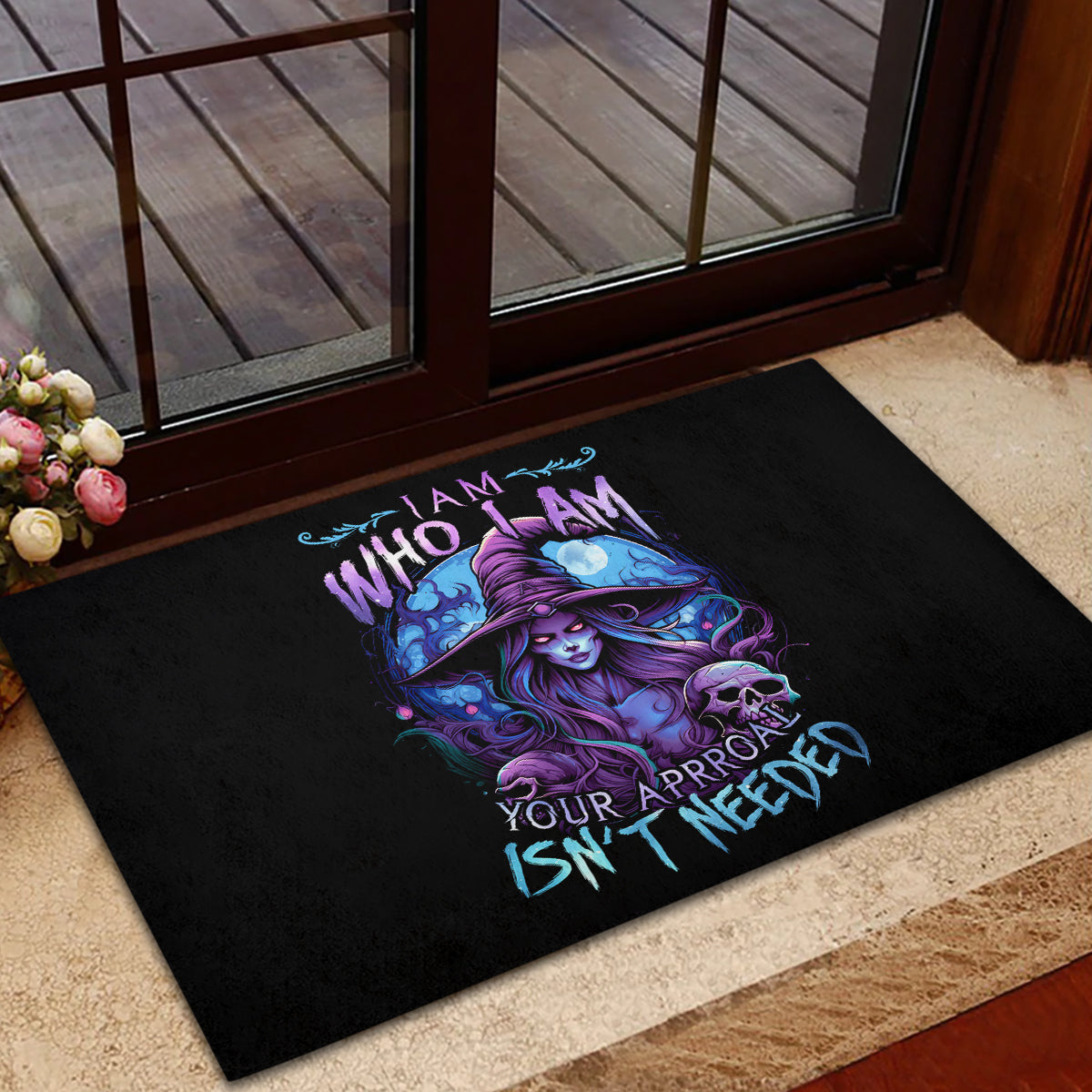 Witch Skull Rubber Doormat Iam Who Iam Your Approval Isn't Need - Wonder Print Shop