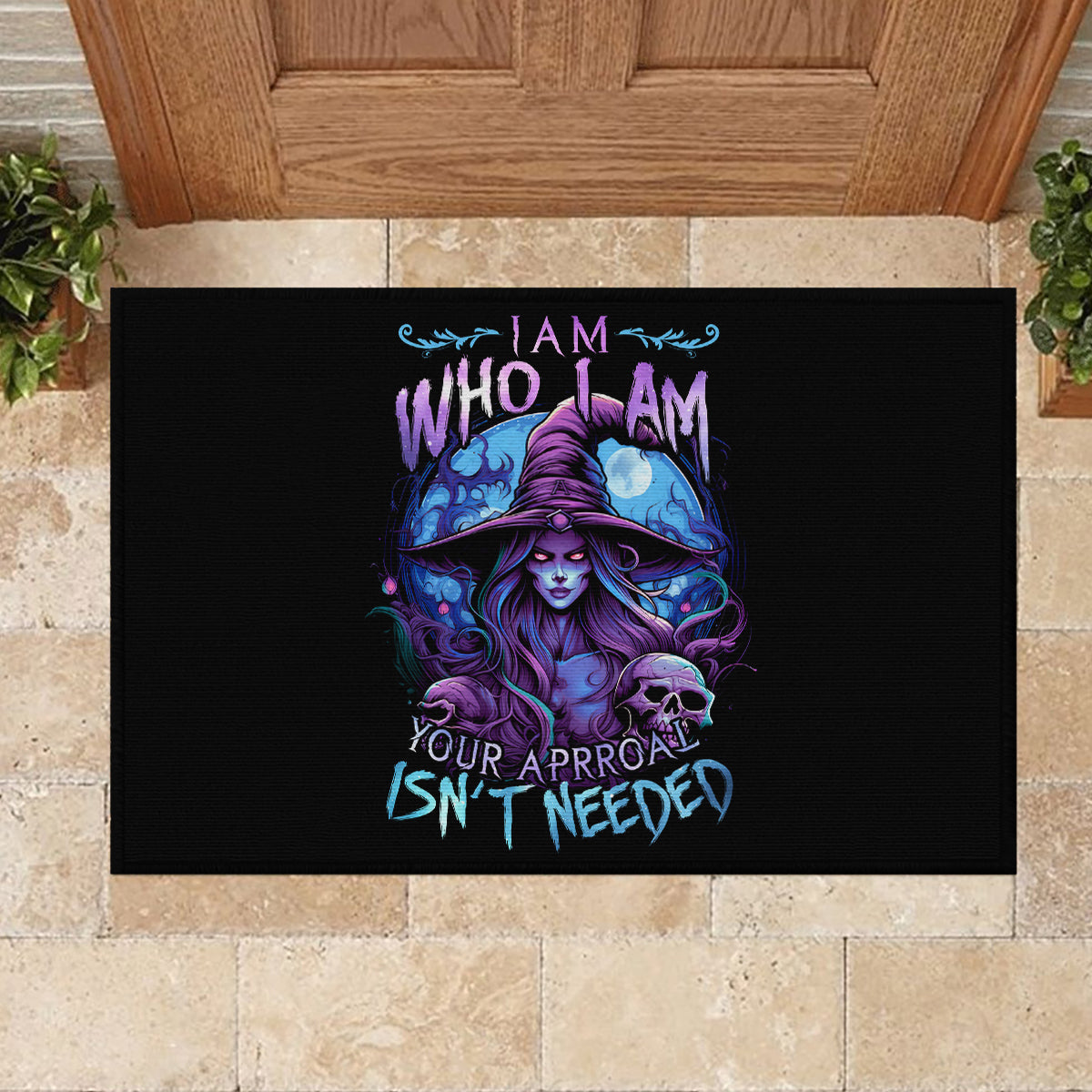 Witch Skull Rubber Doormat Iam Who Iam Your Approval Isn't Need - Wonder Print Shop