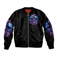 Witch Skull Sleeve Zip Bomber Jacket Iam Who Iam Your Approval Isn't Need - Wonder Print Shop