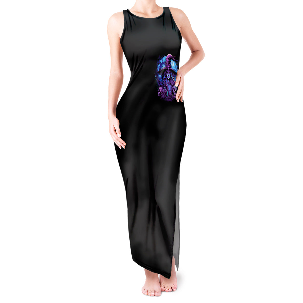 Witch Skull Tank Maxi Dress Iam Who Iam Your Approval Isn't Need - Wonder Print Shop