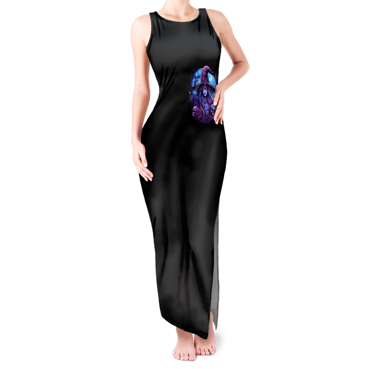 Witch Skull Tank Maxi Dress Iam Who Iam Your Approval Isn't Need - Wonder Print Shop