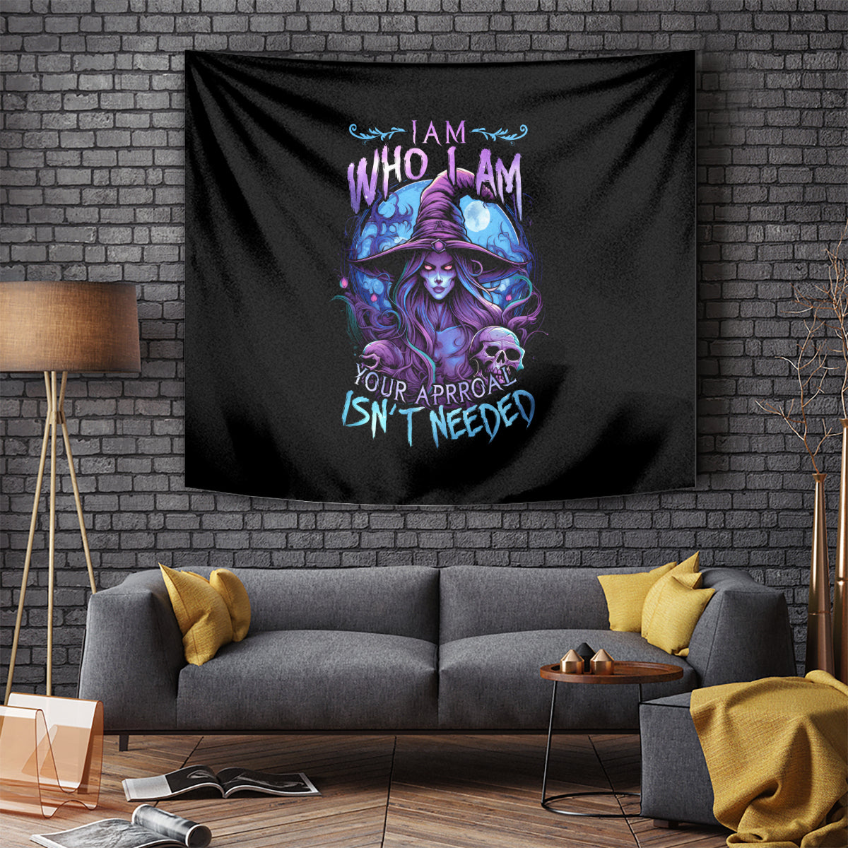 Witch Skull Tapestry Iam Who Iam Your Approval Isn't Need - Wonder Print Shop