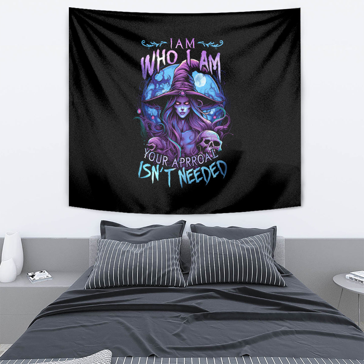 Witch Skull Tapestry Iam Who Iam Your Approval Isn't Need - Wonder Print Shop
