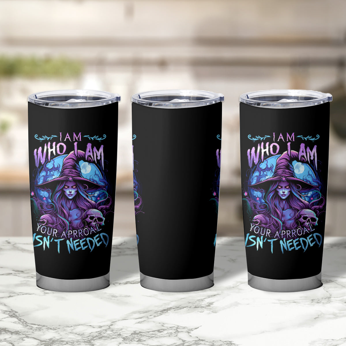 Witch Skull Tumbler Cup Iam Who Iam Your Approval Isn't Need - Wonder Print Shop