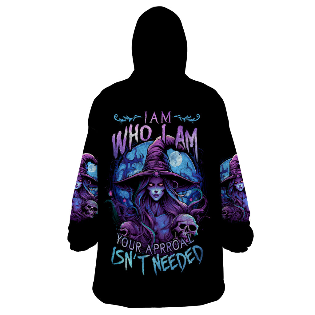 Witch Skull Wearable Blanket Hoodie Iam Who Iam Your Approval Isn't Need - Wonder Print Shop