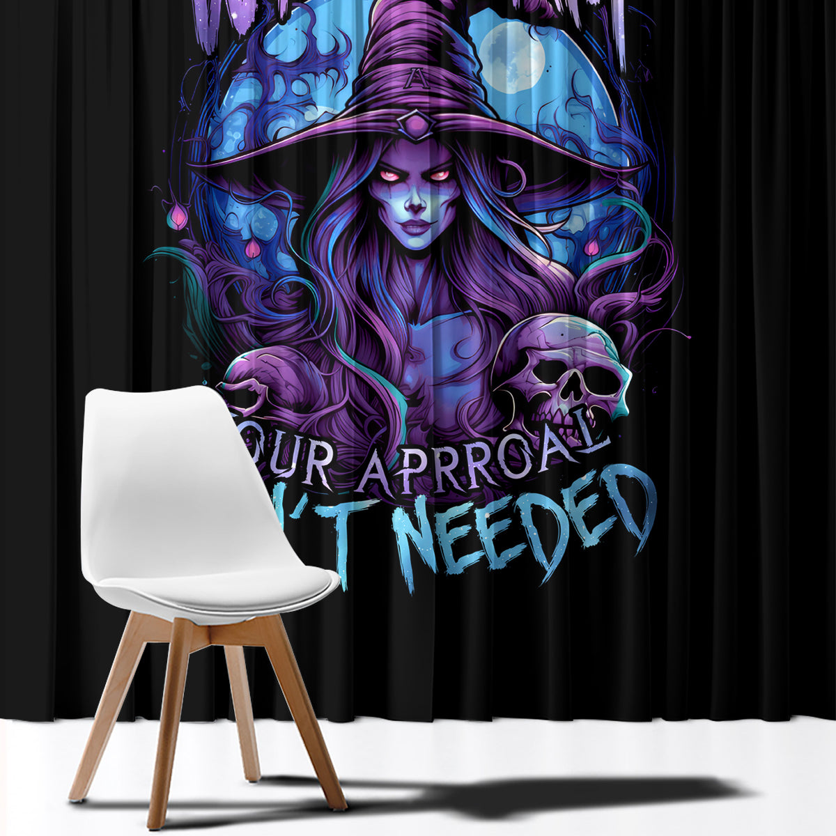 Witch Skull Window Curtain Iam Who Iam Your Approval Isn't Need - Wonder Print Shop