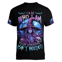 Witch Skull Women V Neck T Shirt Iam Who Iam Your Approval Isn't Need - Wonder Print Shop