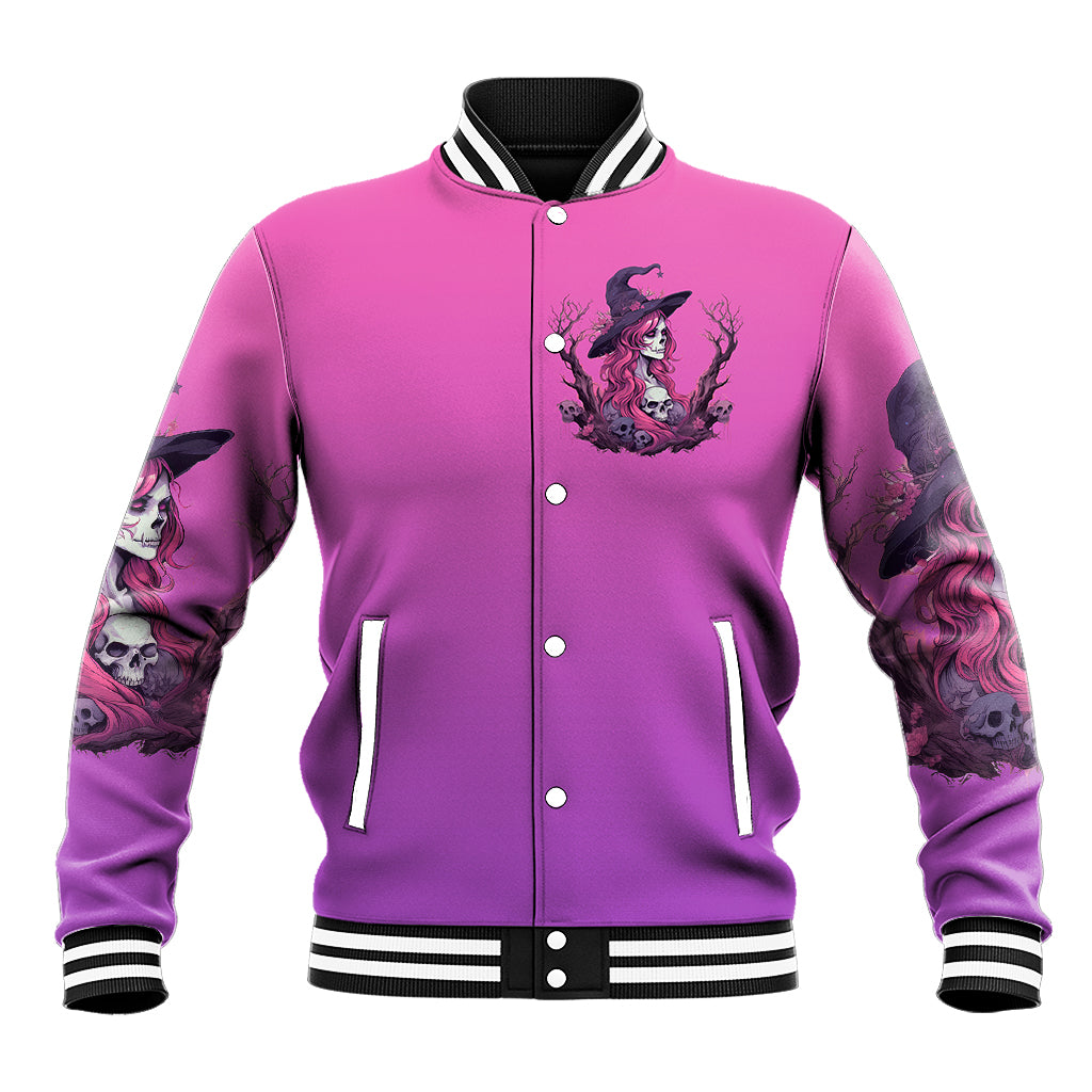 Witch Skull Baseball Jacket i'm A Grumpy Old Lady Sarcasm Depends On Your Stupidity - Wonder Print Shop