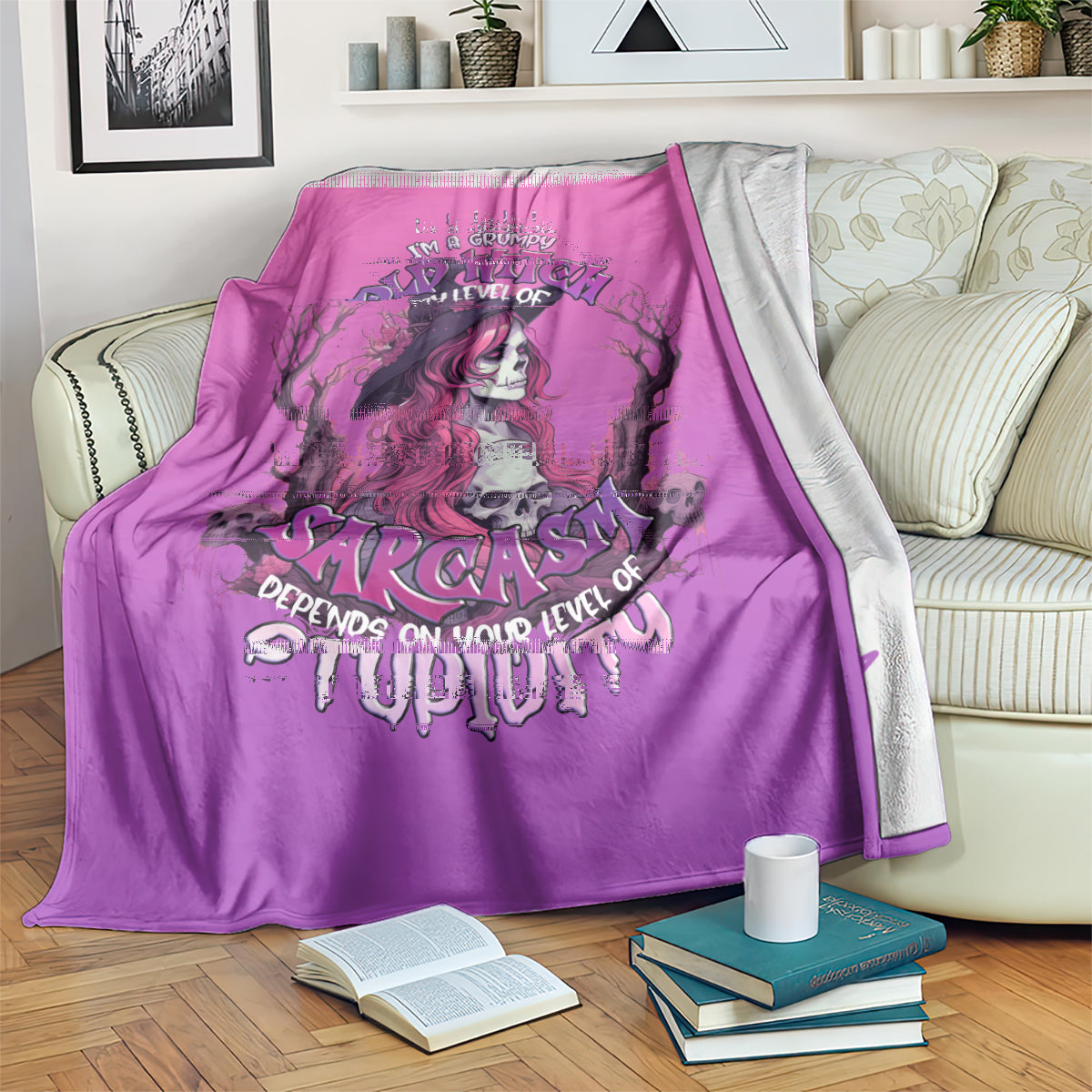 witch-skull-blanket-im-a-grumpy-old-lady-sarcasm-depends-on-your-stupidity