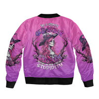 Witch Skull Bomber Jacket I'm A Grumpy Old Lady Sarcasm Depends On Your Stupidity - Wonder Print Shop