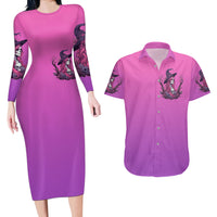 Witch Skull Couples Matching Long Sleeve Bodycon Dress and Hawaiian Shirt I'm A Grumpy Old Lady Sarcasm Depends On Your Stupidity - Wonder Print Shop