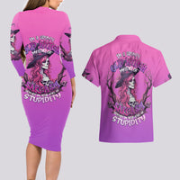 Witch Skull Couples Matching Long Sleeve Bodycon Dress and Hawaiian Shirt i'm A Grumpy Old Lady Sarcasm Depends On Your Stupidity - Wonder Print Shop