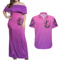 Witch Skull Couples Matching Off Shoulder Maxi Dress and Hawaiian Shirt I'm A Grumpy Old Lady Sarcasm Depends On Your Stupidity - Wonder Print Shop