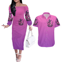 Witch Skull Couples Matching Off The Shoulder Long Sleeve Dress and Hawaiian Shirt I'm A Grumpy Old Lady Sarcasm Depends On Your Stupidity - Wonder Print Shop