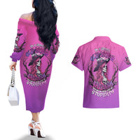 Witch Skull Couples Matching Off The Shoulder Long Sleeve Dress and Hawaiian Shirt i'm A Grumpy Old Lady Sarcasm Depends On Your Stupidity - Wonder Print Shop