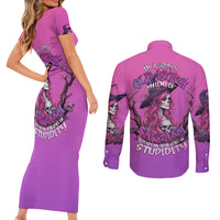 Witch Skull Couples Matching Short Sleeve Bodycon Dress and Long Sleeve Button Shirts i'm A Grumpy Old Lady Sarcasm Depends On Your Stupidity - Wonder Print Shop