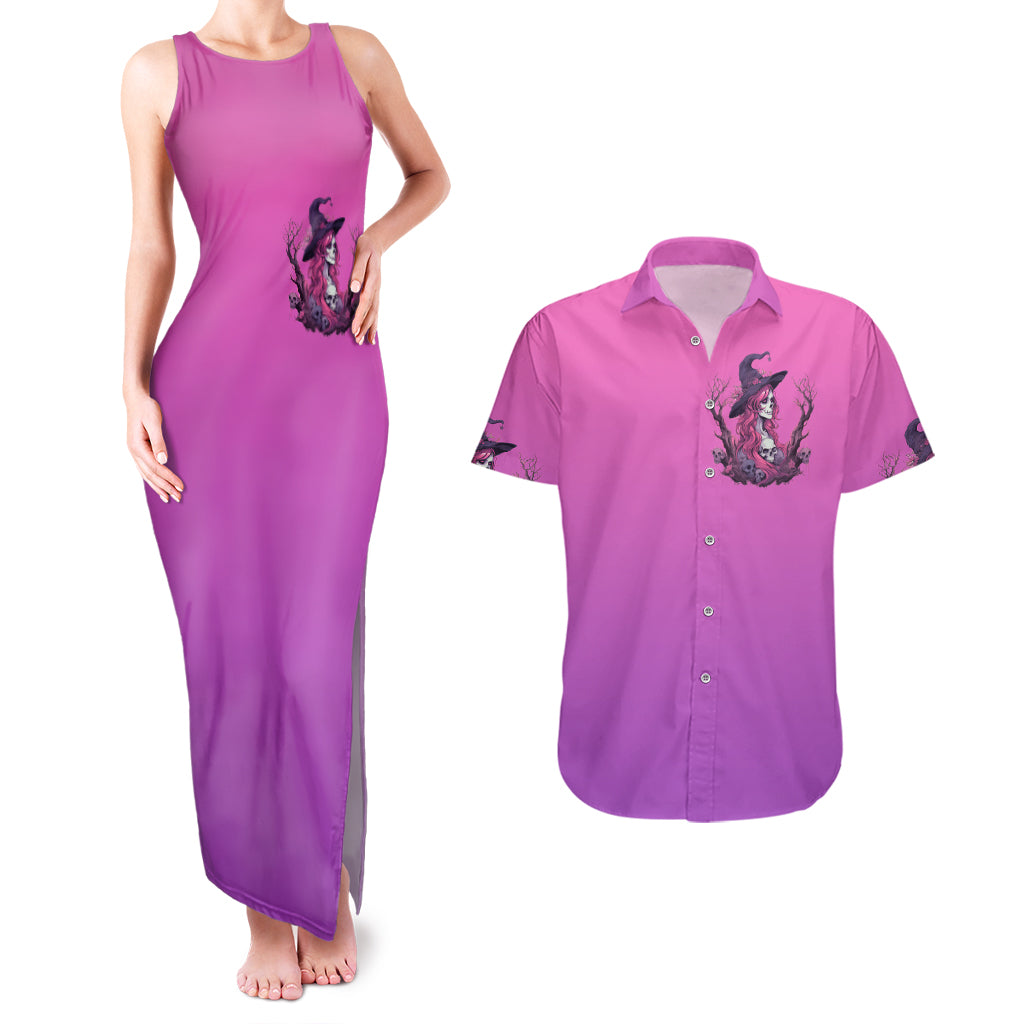 Witch Skull Couples Matching Tank Maxi Dress and Hawaiian Shirt i'm A Grumpy Old Lady Sarcasm Depends On Your Stupidity - Wonder Print Shop