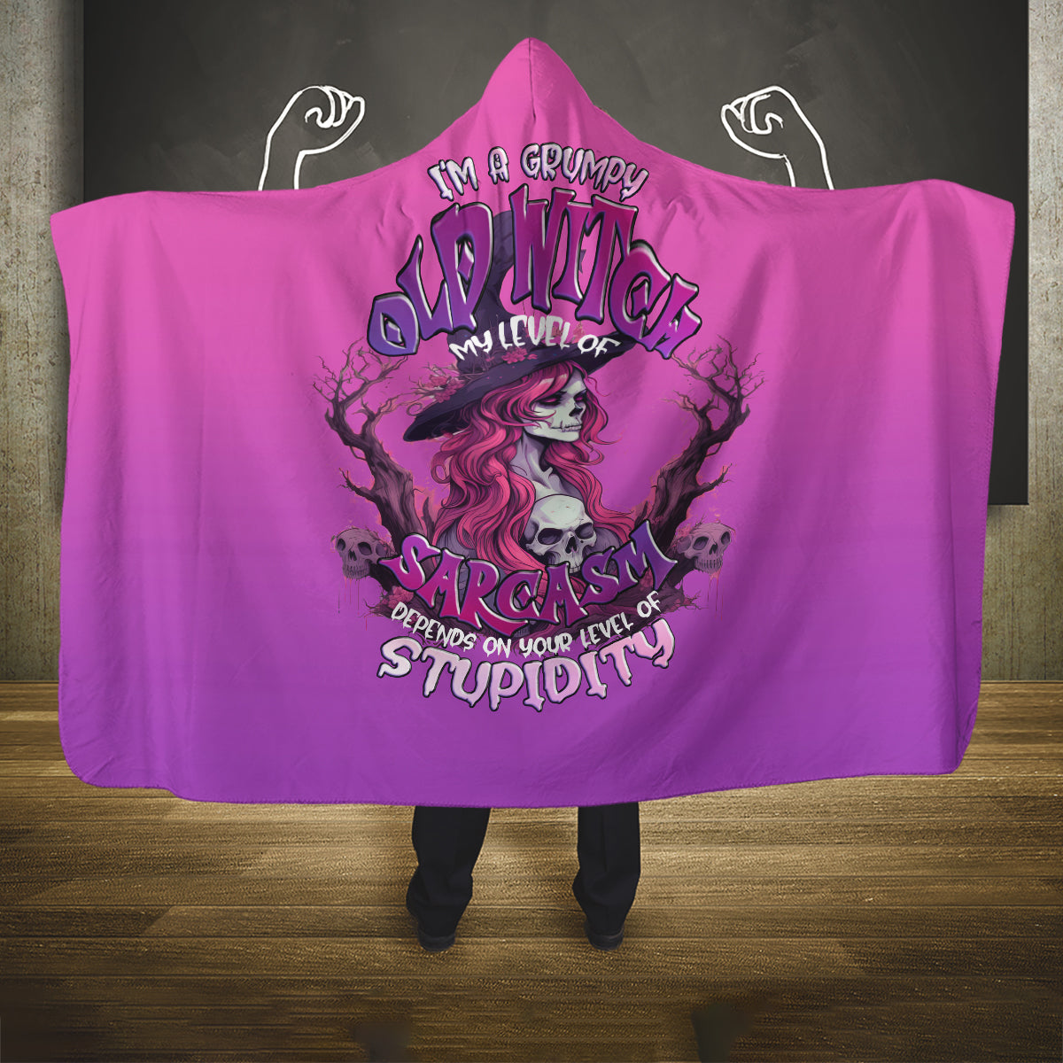 witch-skull-hooded-blanket-im-a-grumpy-old-lady-sarcasm-depends-on-your-stupidity