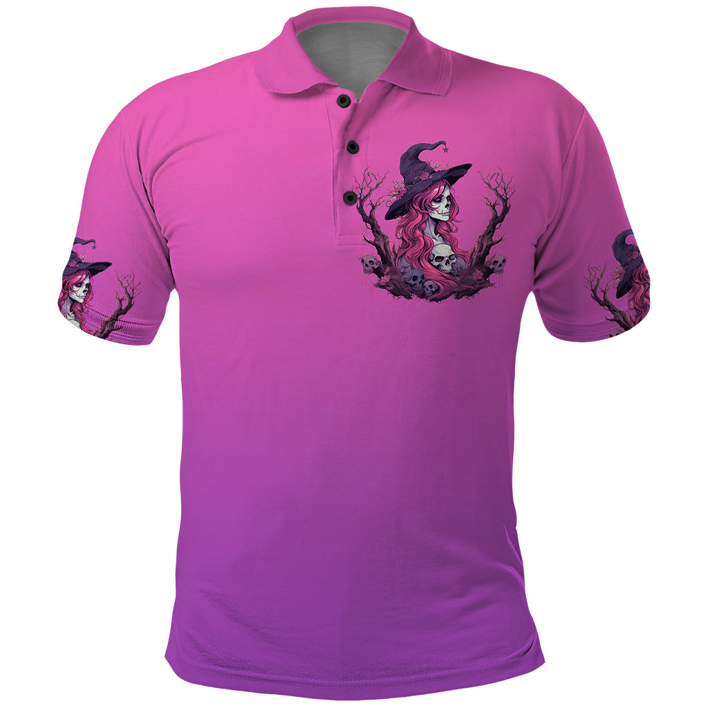 Witch Skull Polo Shirt i'm A Grumpy Old Lady Sarcasm Depends On Your Stupidity - Wonder Print Shop