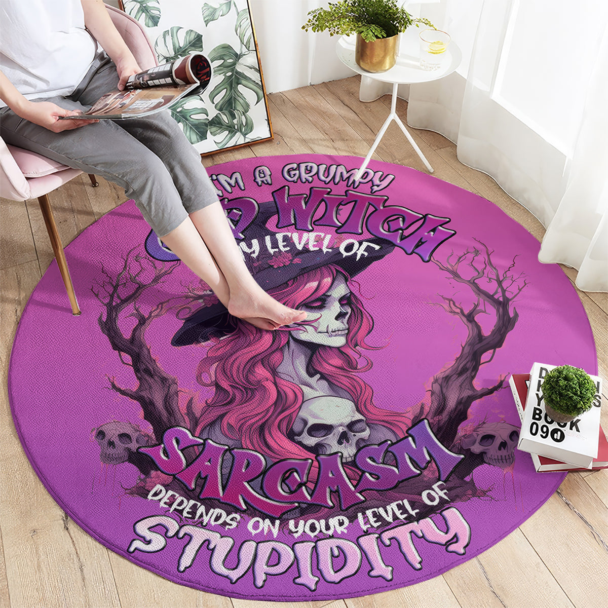 witch-skull-round-carpet-im-a-grumpy-old-lady-sarcasm-depends-on-your-stupidity