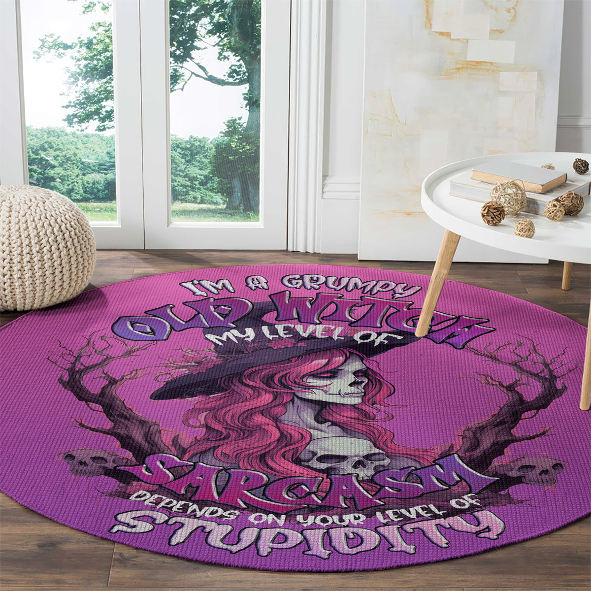 witch-skull-round-carpet-im-a-grumpy-old-lady-sarcasm-depends-on-your-stupidity