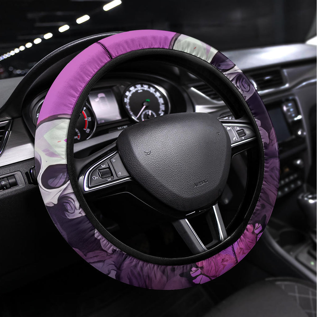 Witch Skull Steering Wheel Cover I'm A Grumpy Old Lady Sarcasm Depends On Your Stupidity - Wonder Print Shop