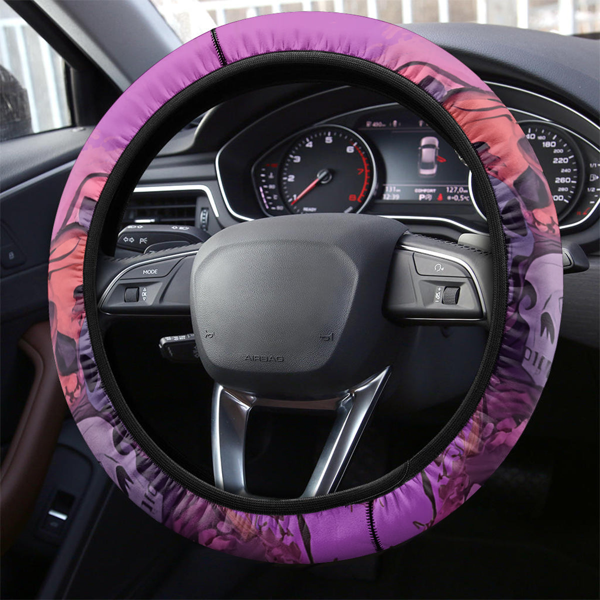 Witch Skull Steering Wheel Cover I'm A Grumpy Old Lady Sarcasm Depends On Your Stupidity - Wonder Print Shop