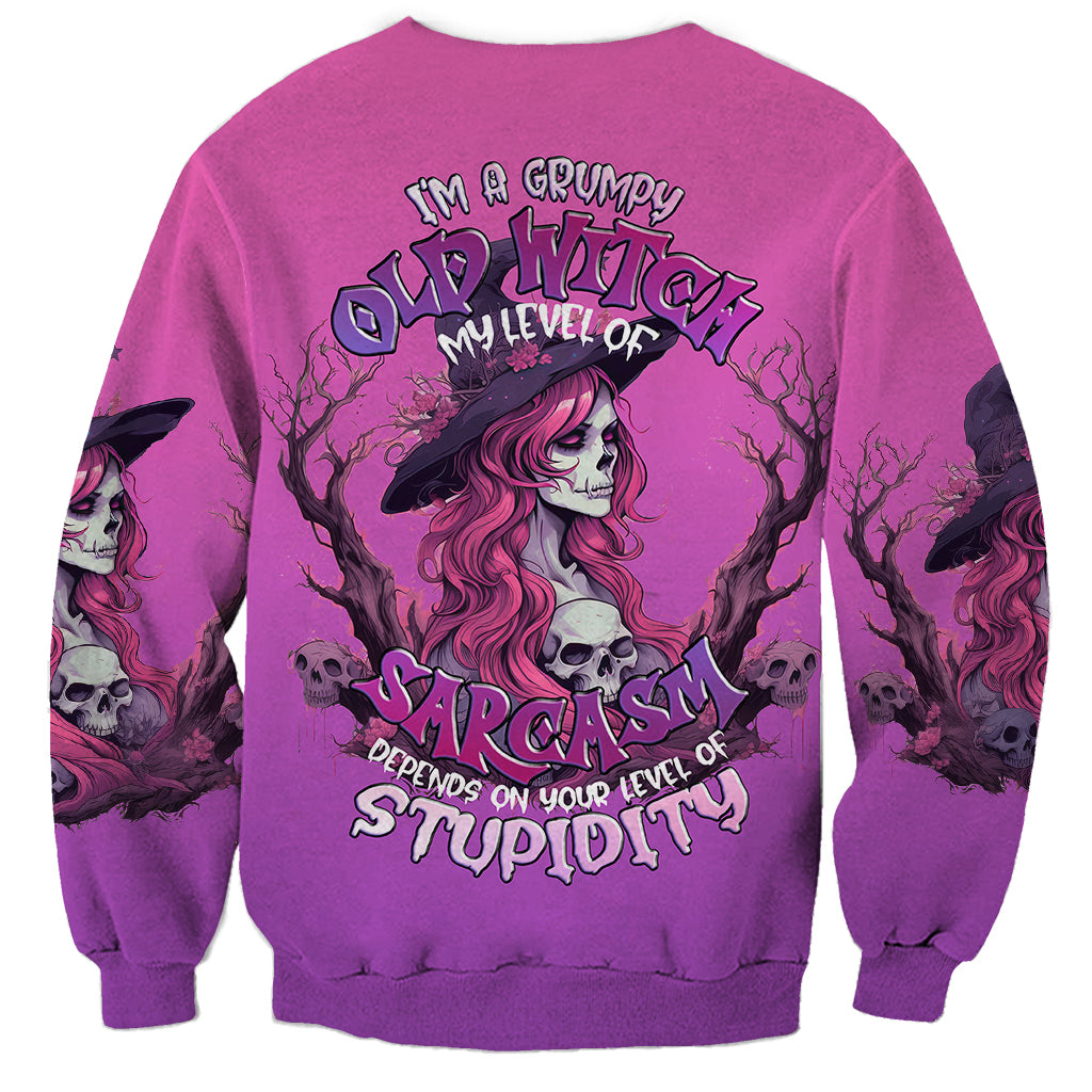 Witch Skull Sweatshirt I'm A Grumpy Old Lady Sarcasm Depends On Your Stupidity - Wonder Print Shop