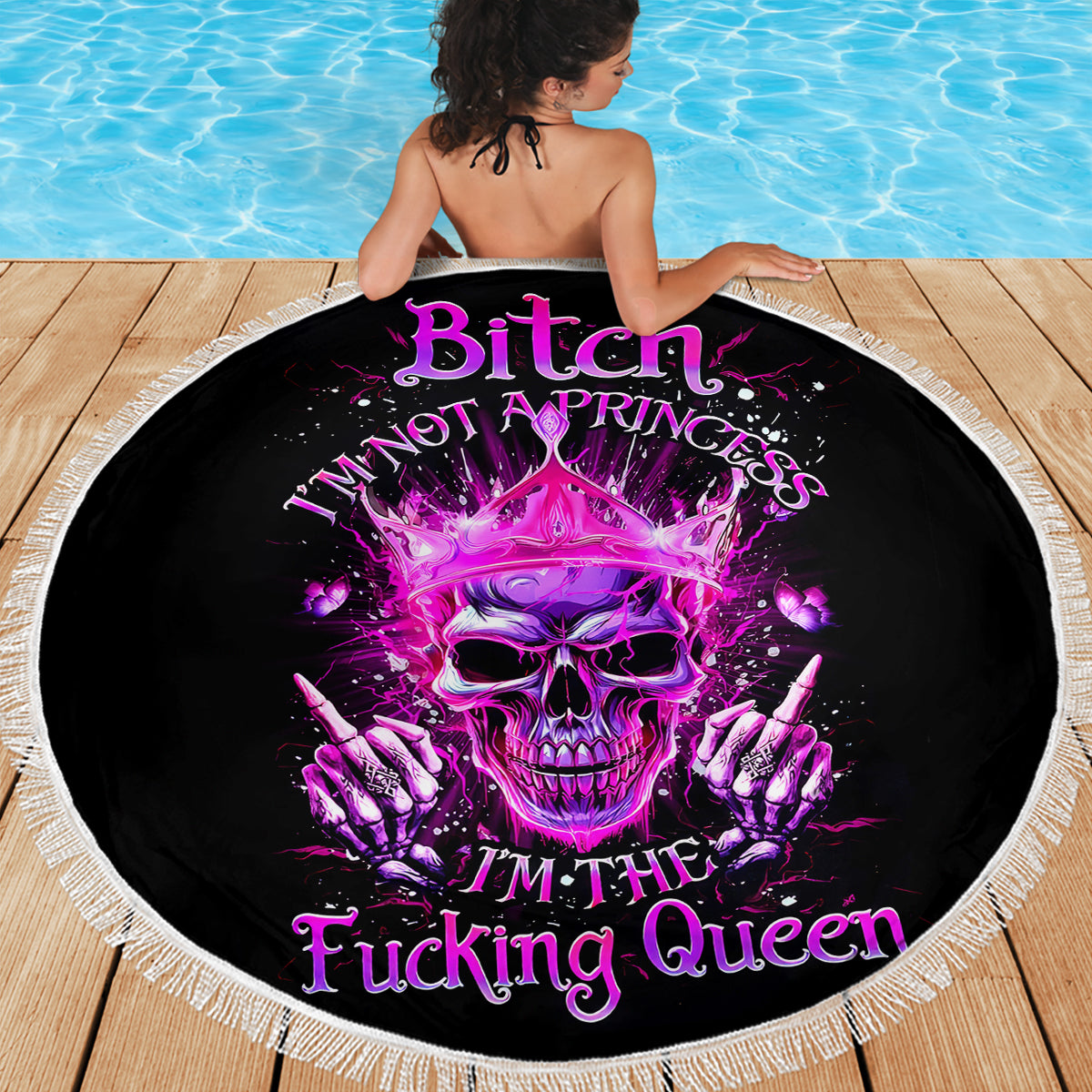 Queen Skull Beach Blanket Bitch I'm Not A Princess I'm The Fucking Queen - Wonder Print Shop