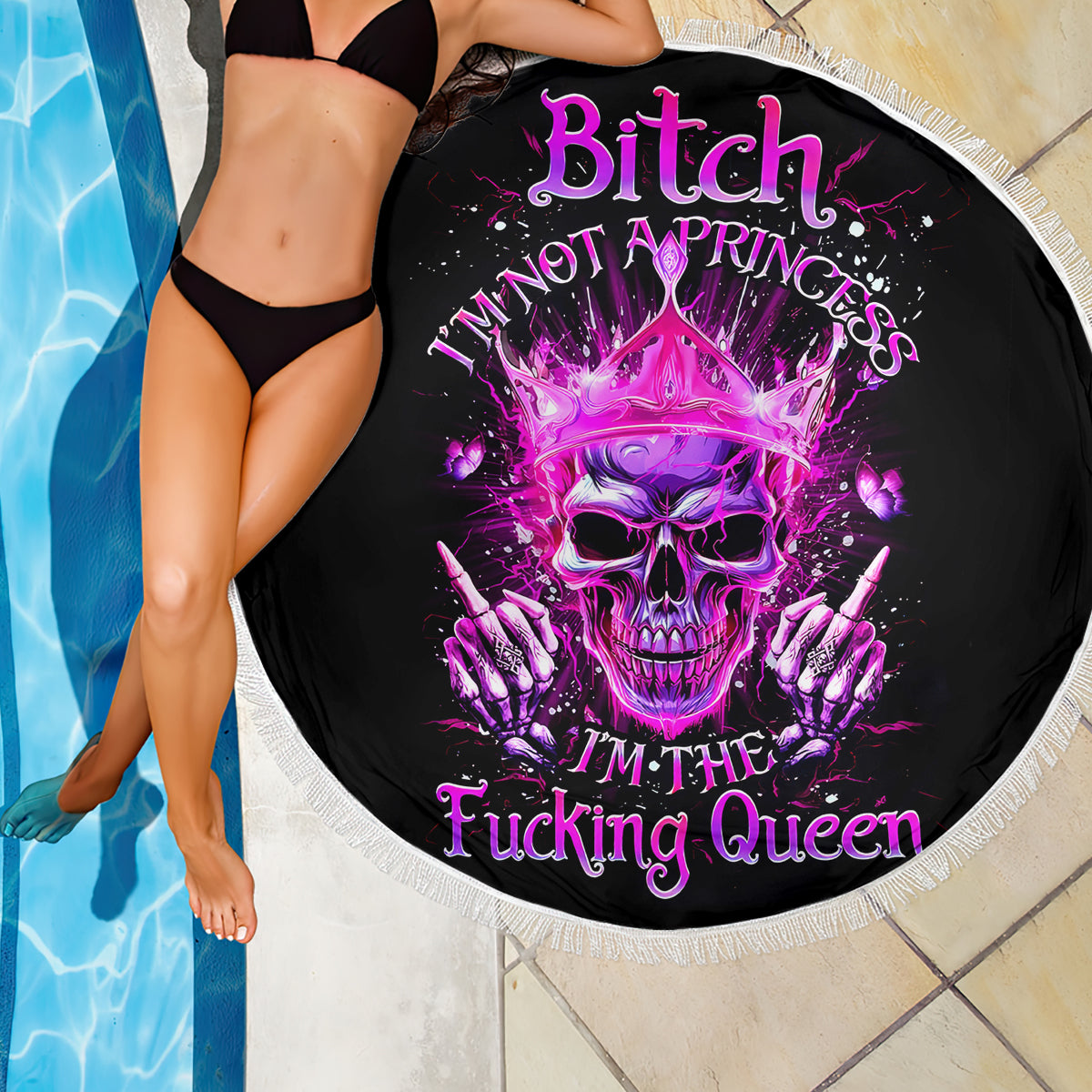 Queen Skull Beach Blanket Bitch I'm Not A Princess I'm The Fucking Queen - Wonder Print Shop